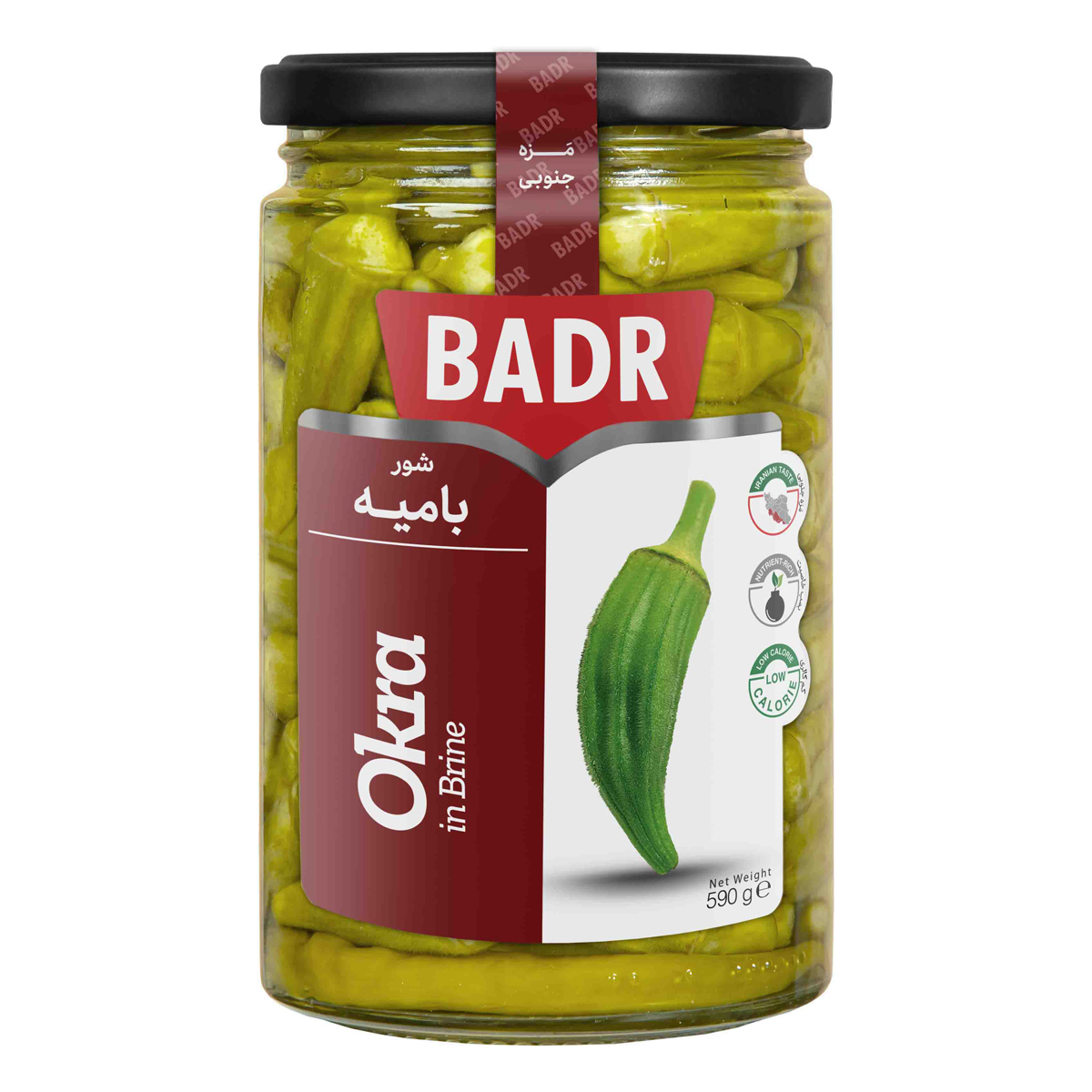 شور باميه ظرف شيشه اي 590 گرمي بدر