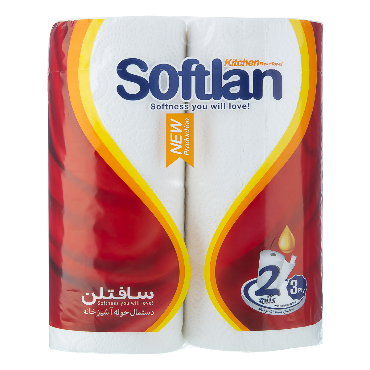 دستمال حوله اي کاغذي سه لايه سافتلن دو عددي 540 گرمي