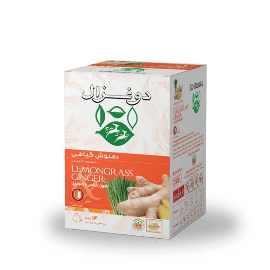دمونش گياهي لمون گرس و زنجبيل دو غزال 28 گرمي بسته 14 عددي