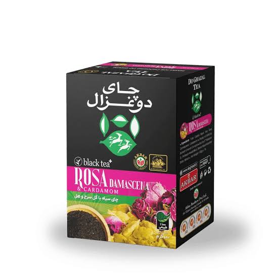 چاي سياه گل محمدي و هل دوغزال 100 گرم